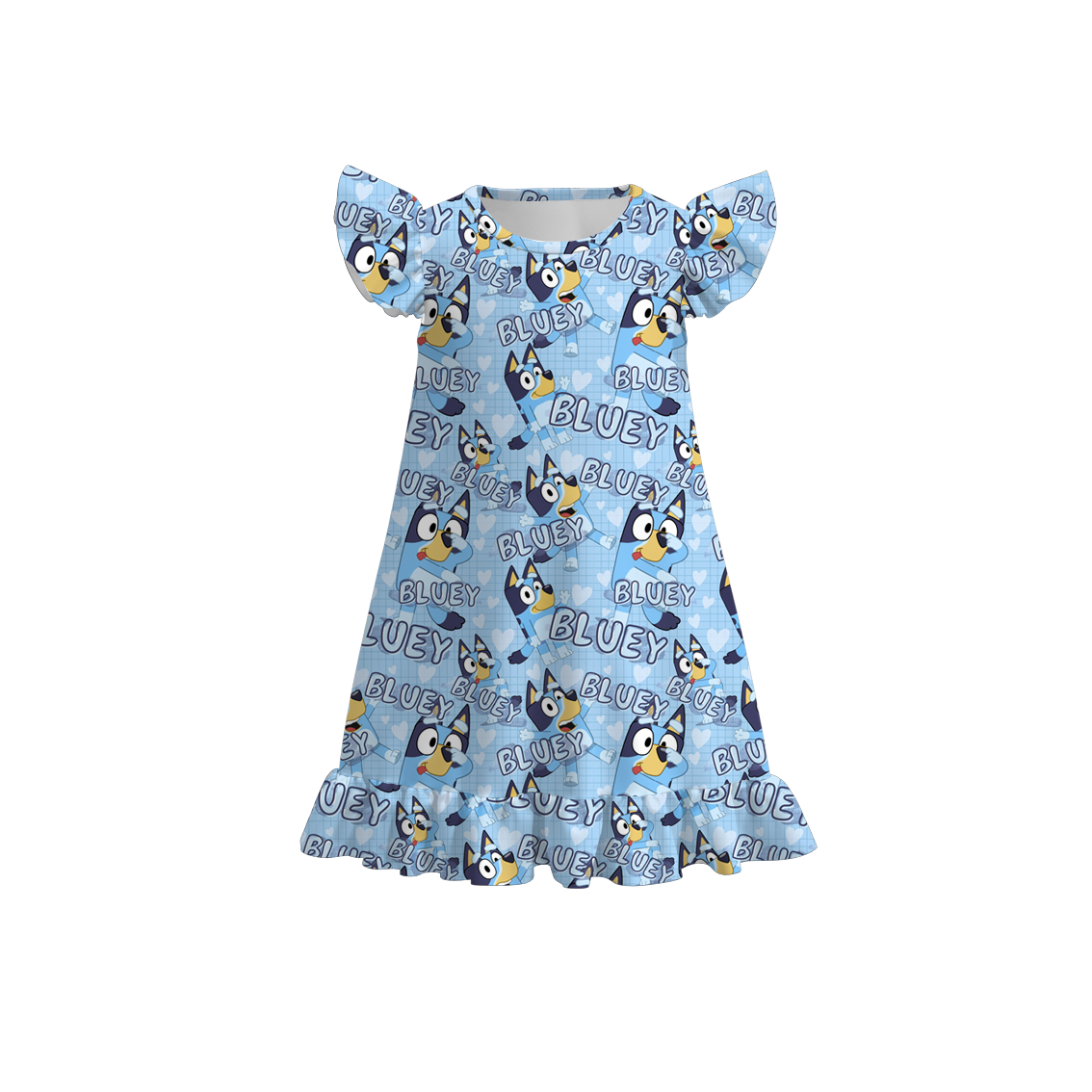 (Pre Order)Girls Summer Cartoon Print Short Sleeves Pajamas Dress