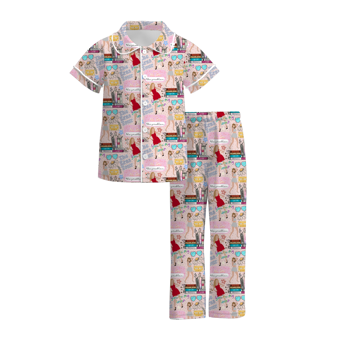 (Pre Order)Girls Summer TS Print Pajamas