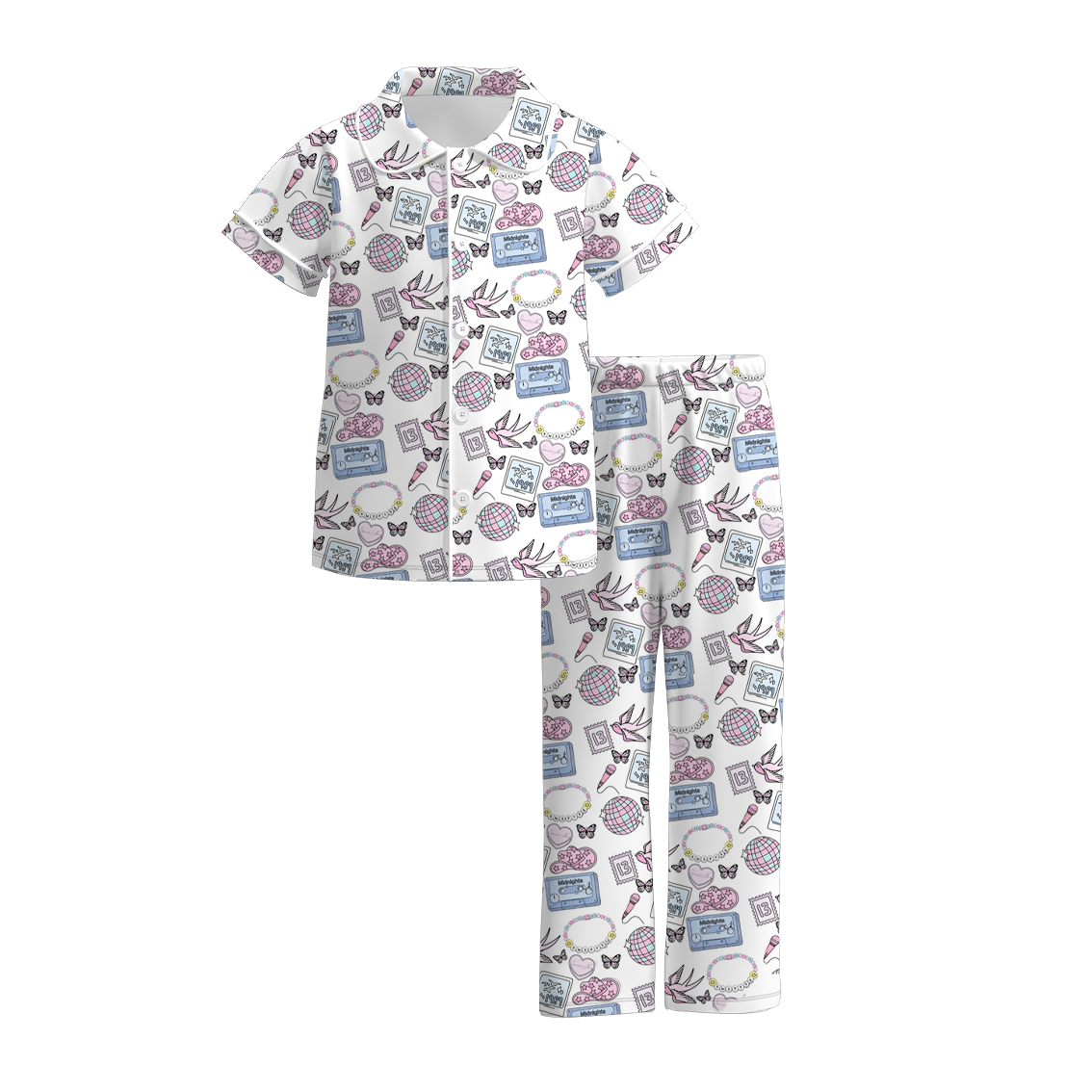 (Pre Order)Girls Summer TS Print Pajamas