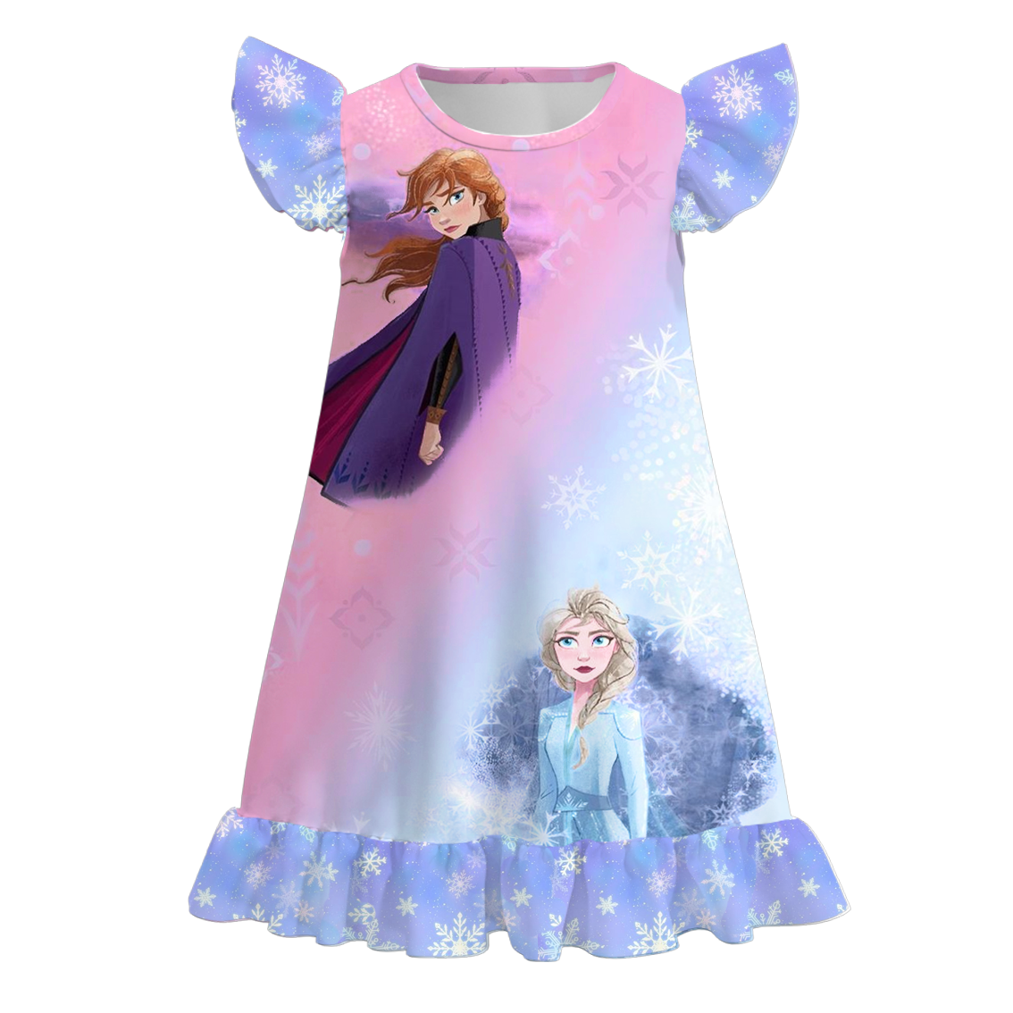 (Pre Order)Girls Summer Cartoon Ruffled Pajamas Dress