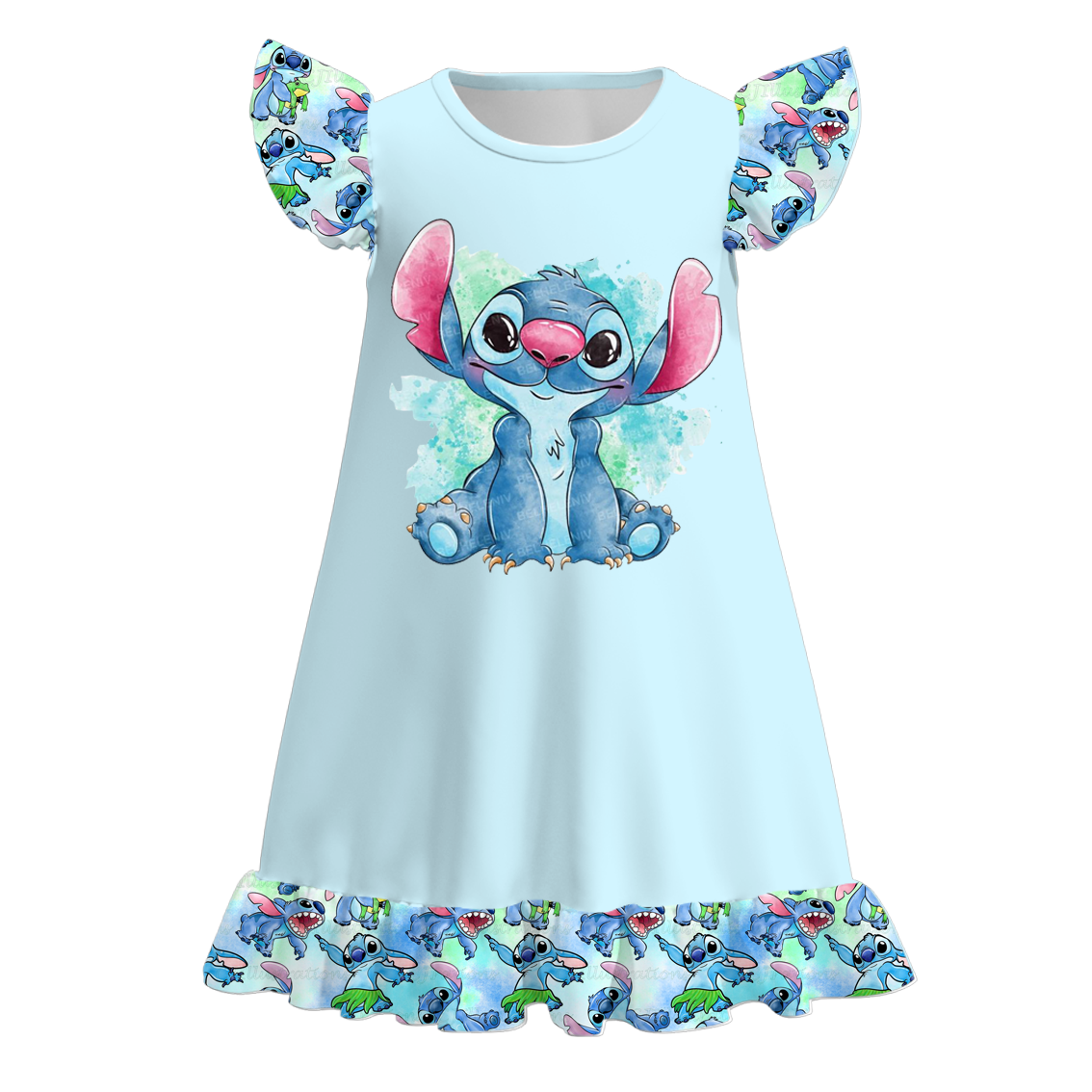 (Pre Order)Girls Summer Cartoon Ruffled Pajamas Dress