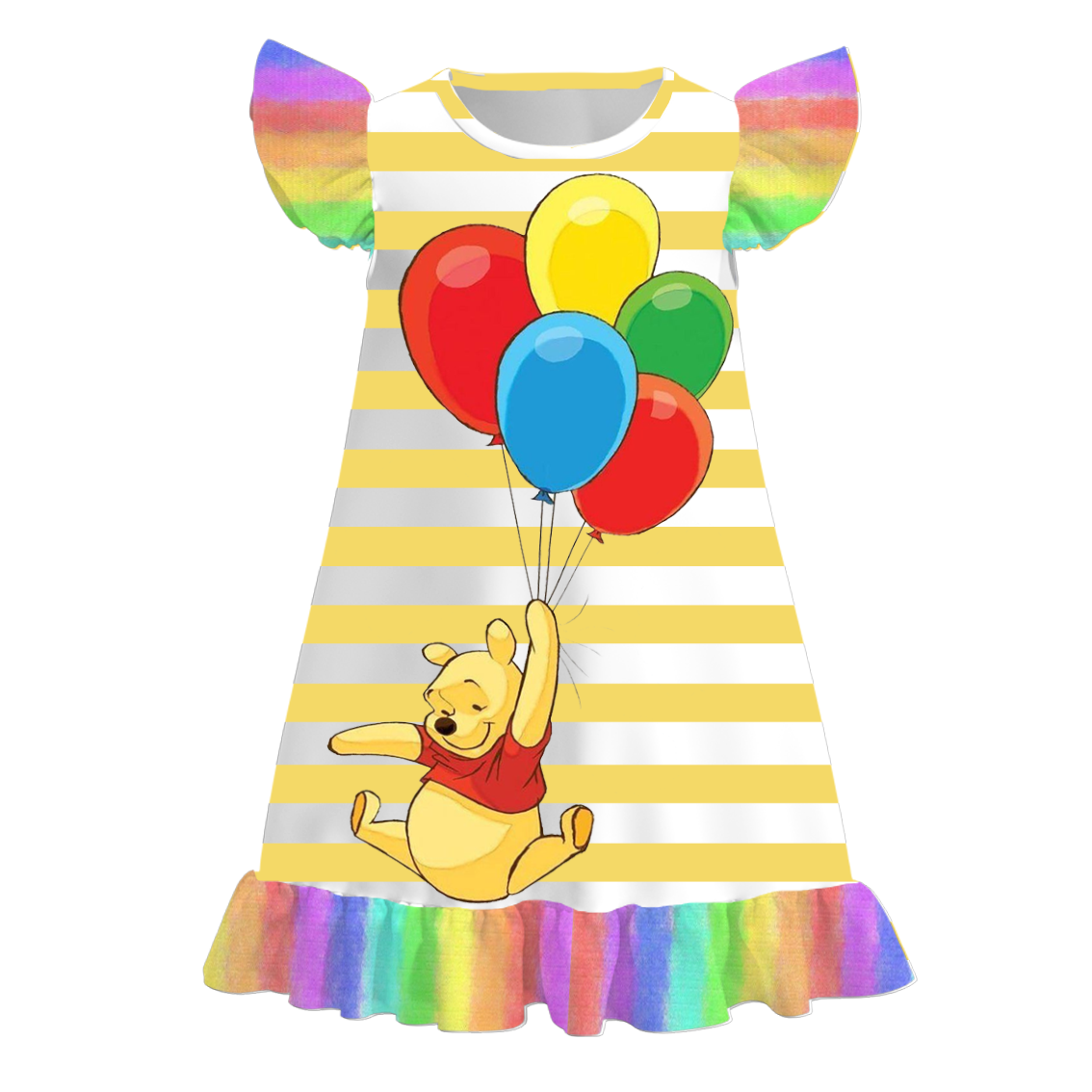 (Pre Order)Girls Summer Cartoon Ruffled Pajamas Dress