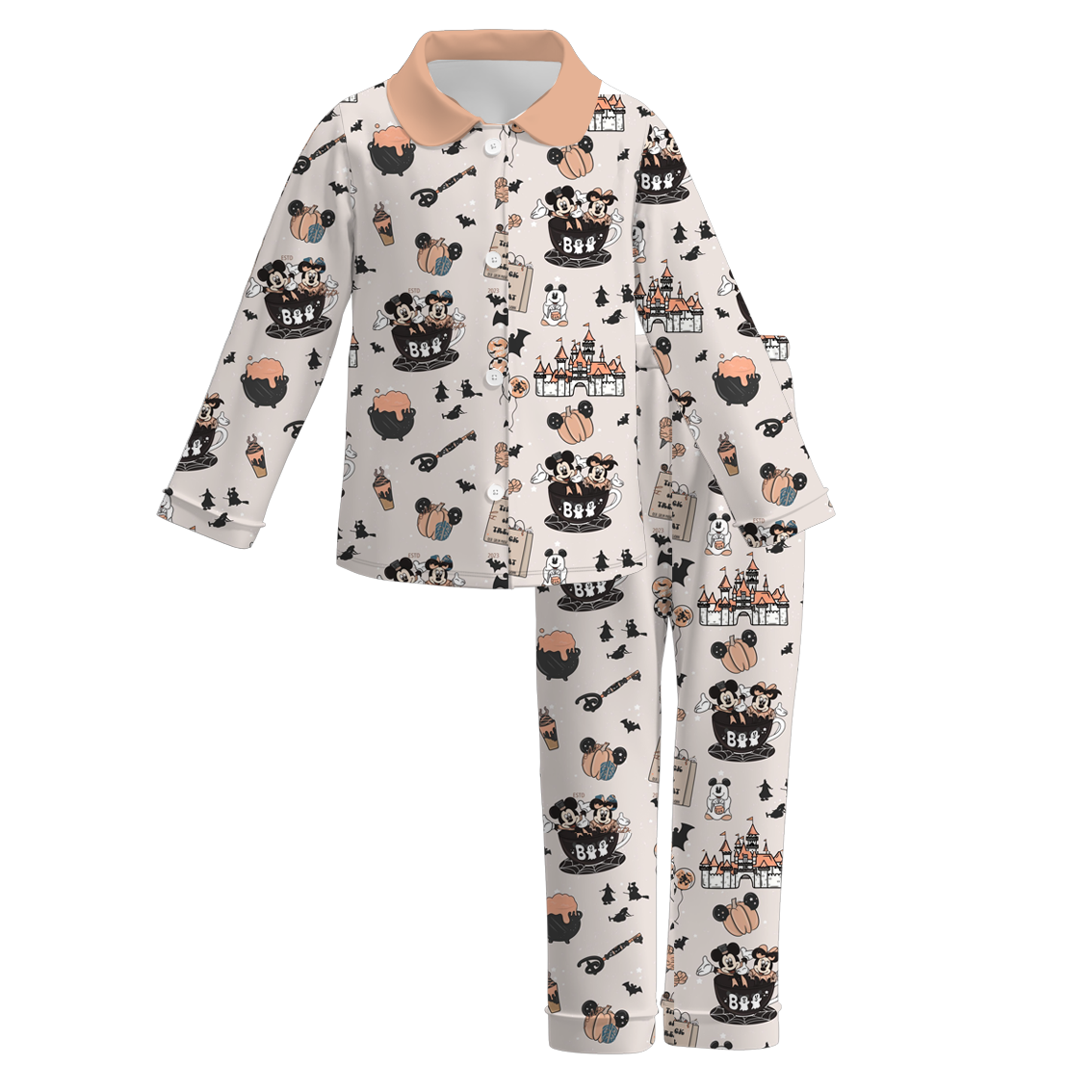 (Pre Order)Girls Christmas Cartoon Print Pajamas