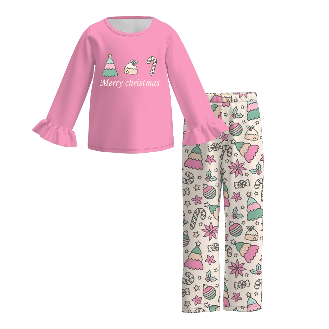 (Pre Order)Girls Christmas Print Pajama