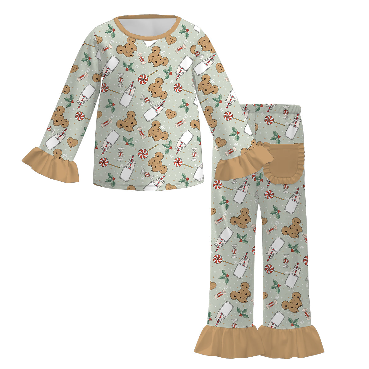 (Pre Order)Girls Christmas Cartoon Print Pajamas