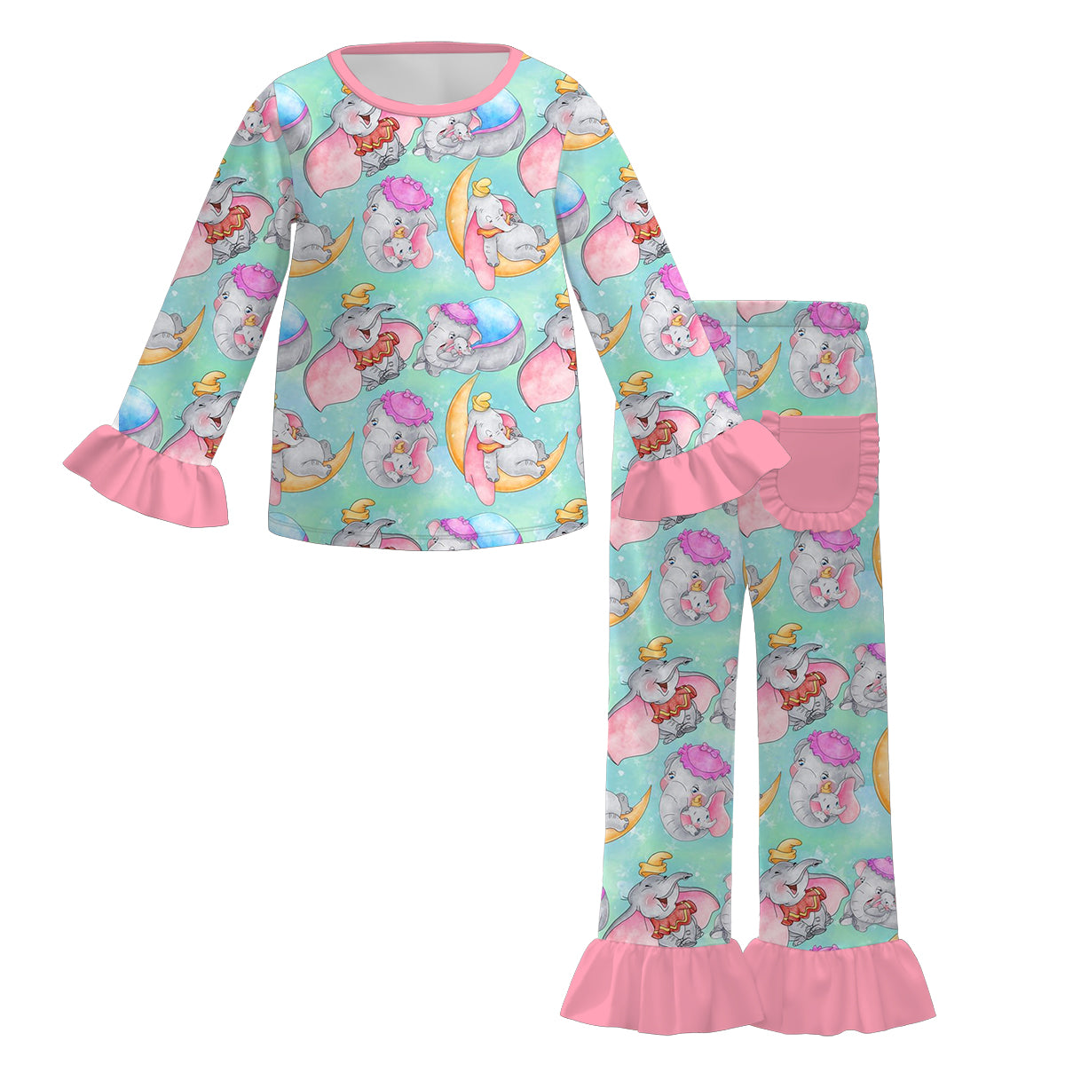 (Pre Order)Girls Christmas Cartoon Print Pajamas