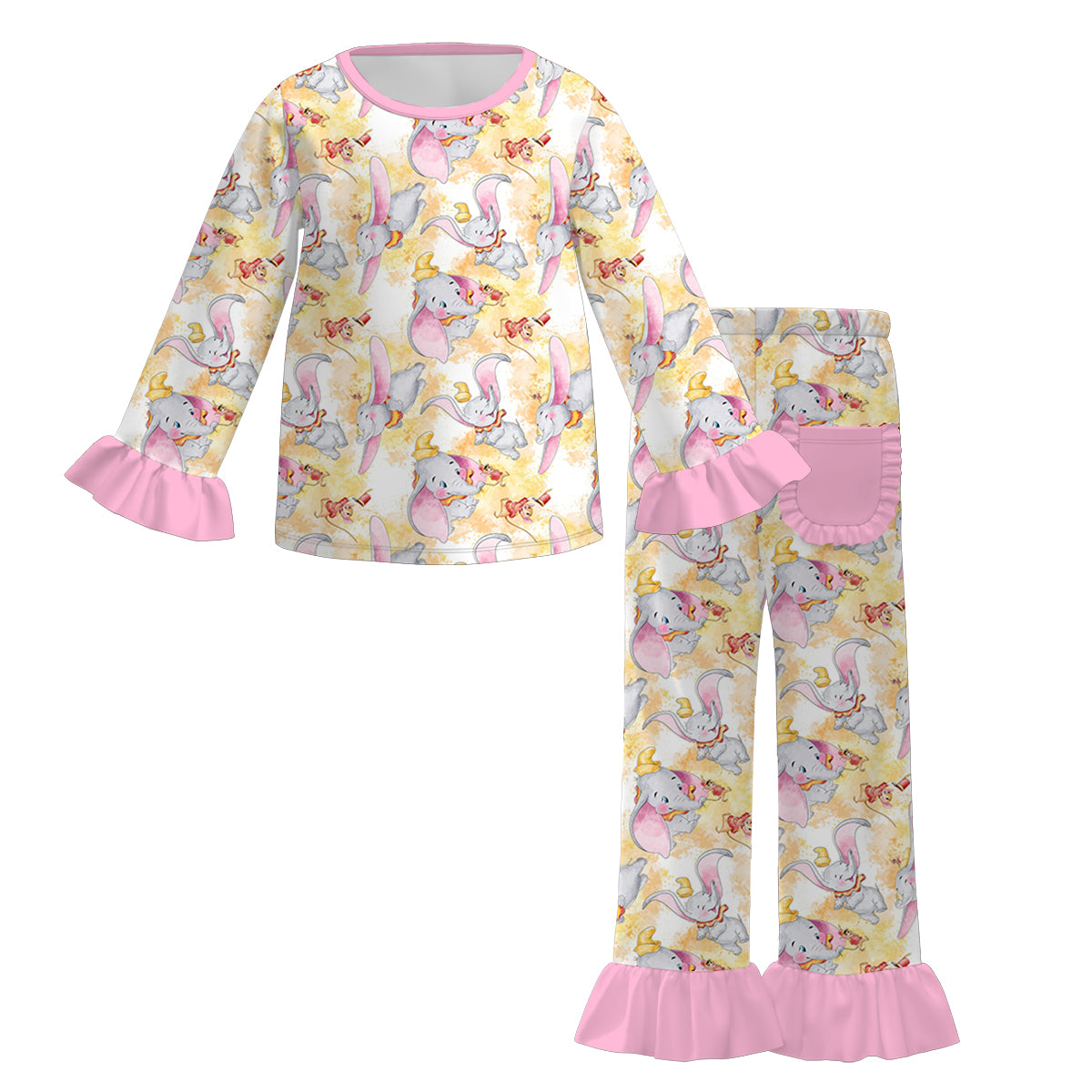 (Pre Order)Girls Christmas Cartoon Print Pajamas