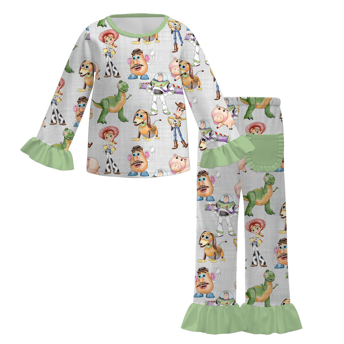 (Pre Order)Girls Christmas Cartoon Print Pajamas