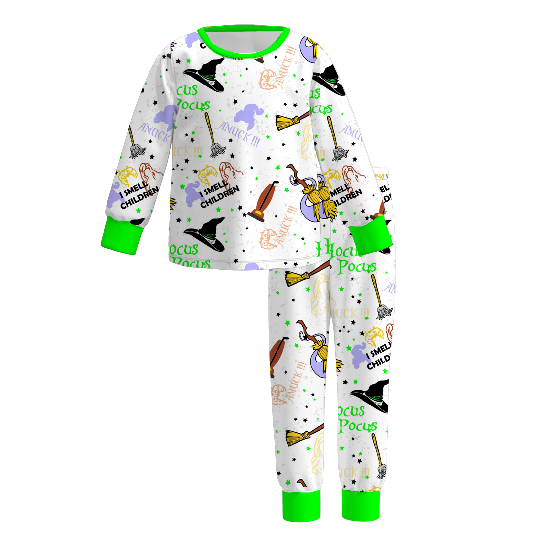 (Pre Order)Girls Halloween Cartoon Print Pajamas