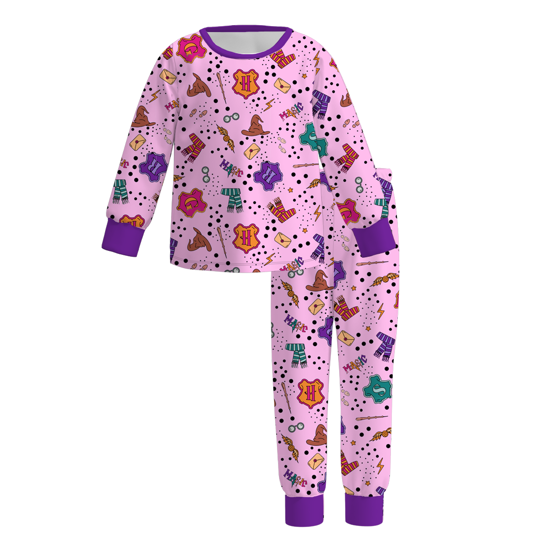 (Pre Order)Girls Halloween Cartoon Print Pajamas