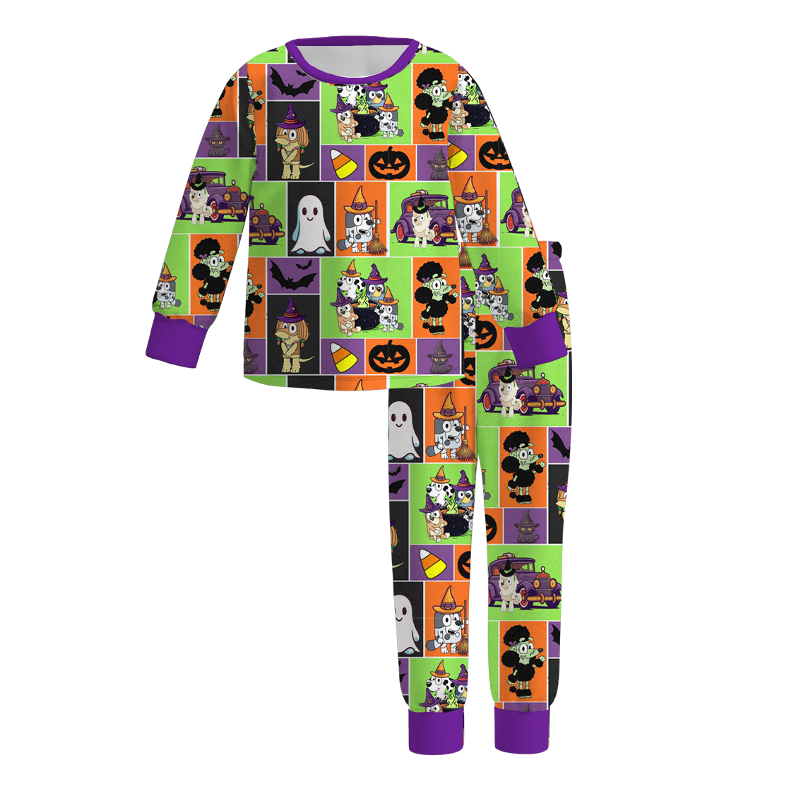 (Pre Order)Girls Halloween Cartoon Print Pajamas