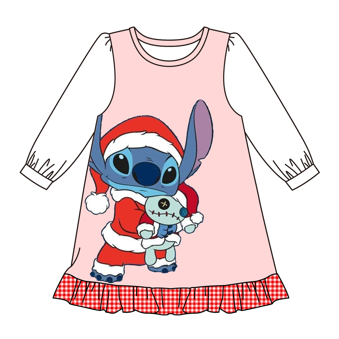 (Pre Order)Girls Christmas Cartoon Print Nightgown