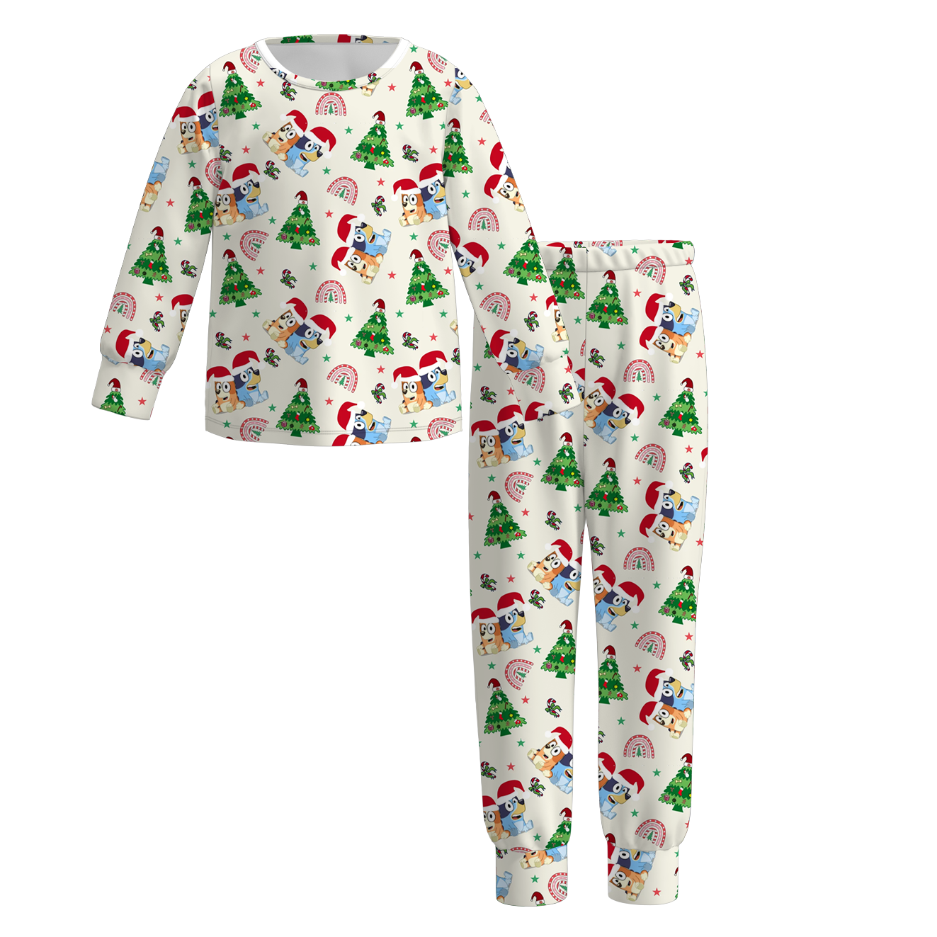 (Pre Order)Girls Christmas Cartoon Print Pajamas