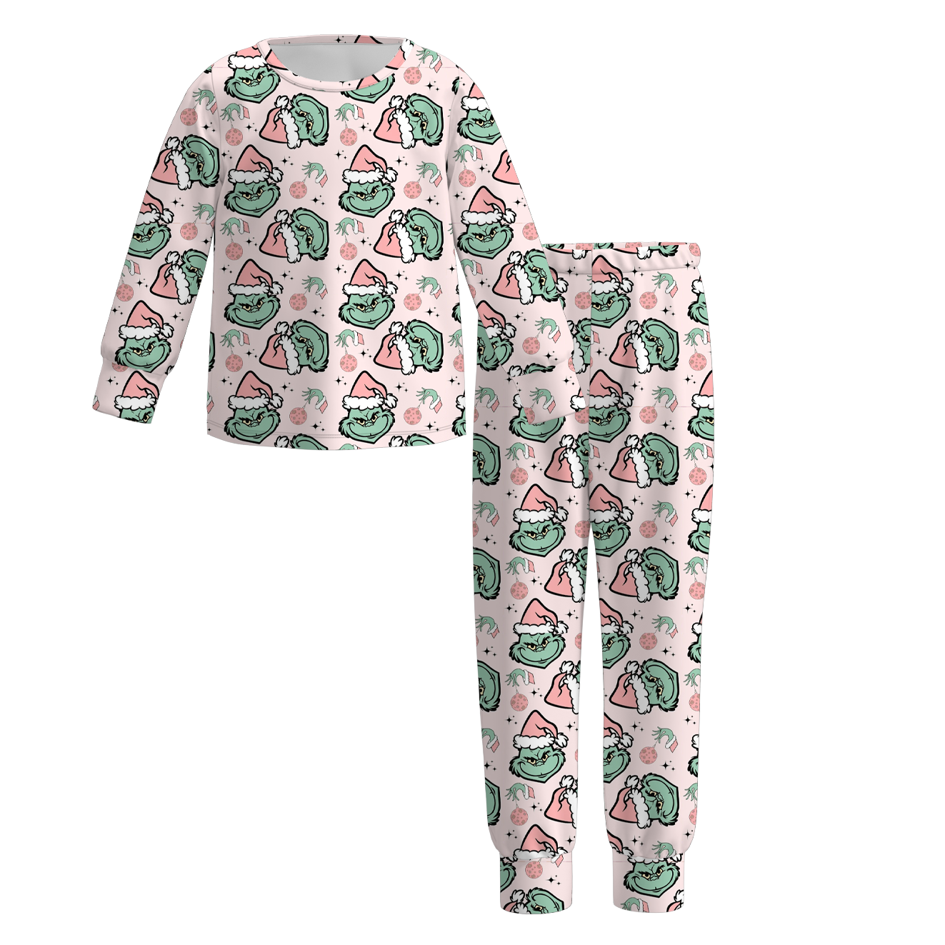 (Pre Order)Girls Christmas Cartoon Print Pajamas