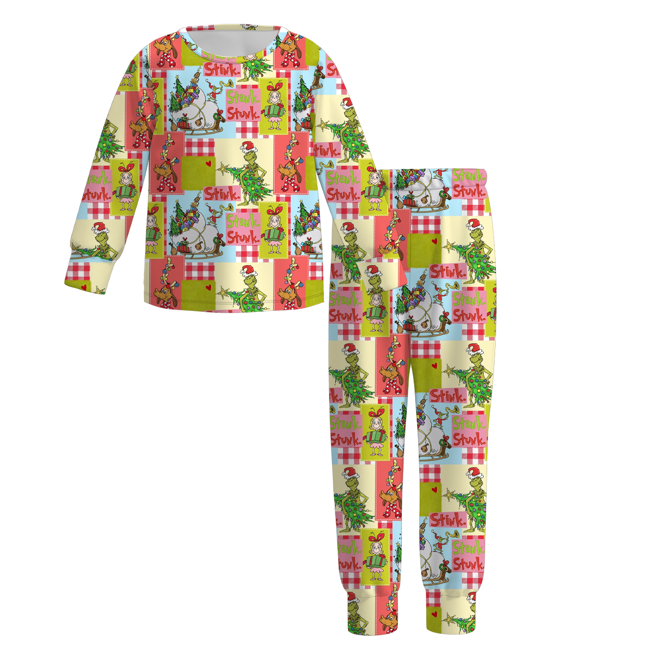(Pre Order)Girls Christmas Cartoon Print Pajamas