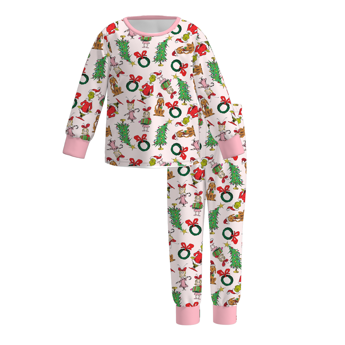(Pre Order)Girls Christmas Cute Cartoon Print Pajamas