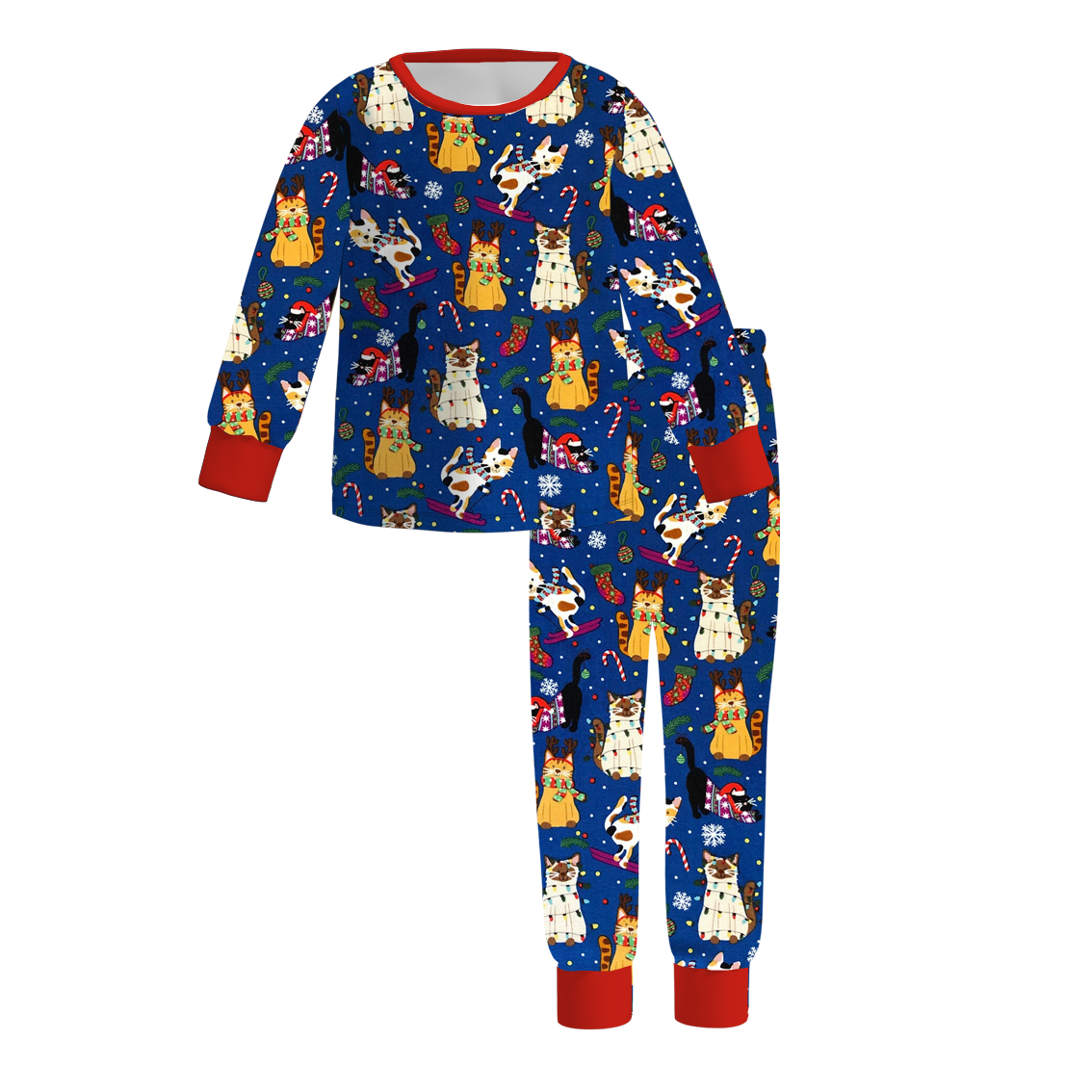 (Pre Order)Girls Christmas Cute Cartoon Print Pajamas