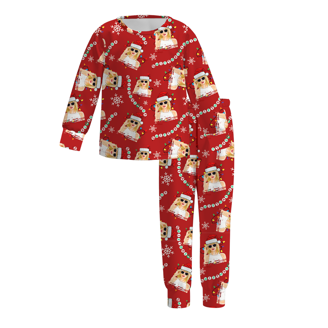 (Pre Order)Girls Christmas TS Print Pajamas