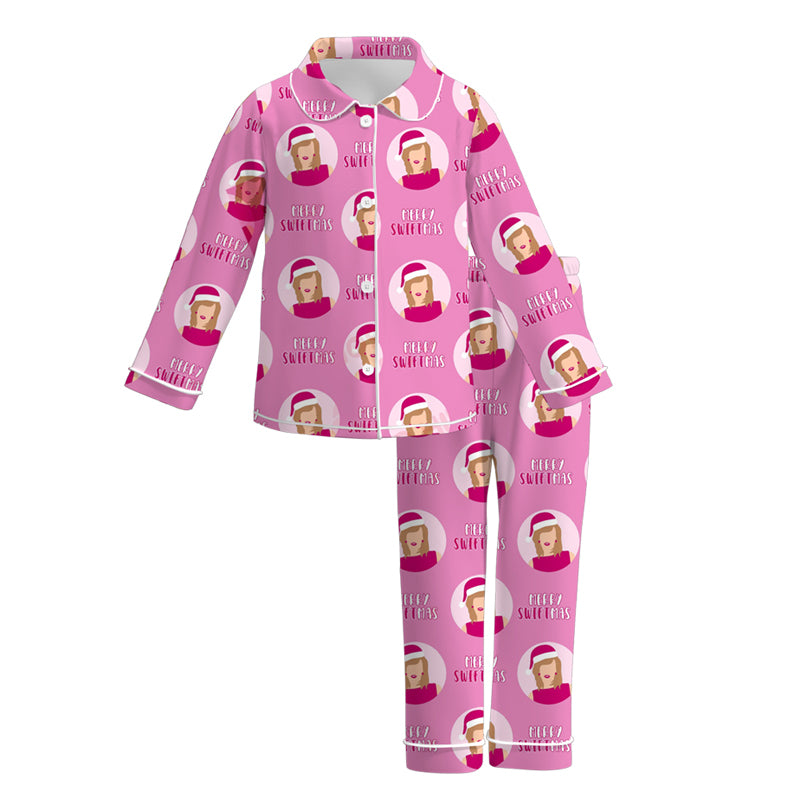 (Pre Order)Girls Fall Cartoon Print Pajamas