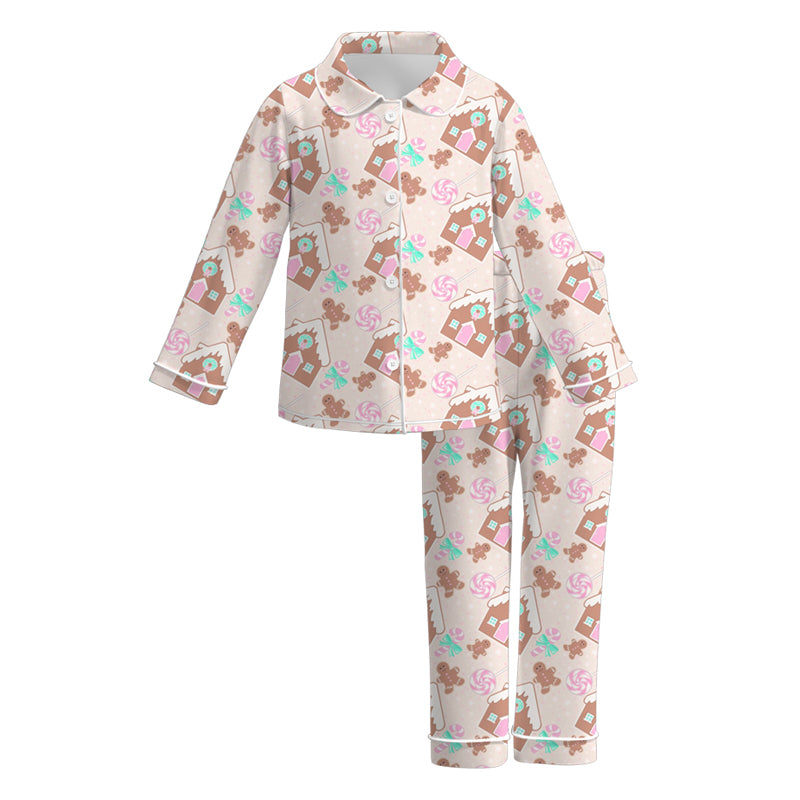 (Pre Order)Girls Fall Cartoon Print Pajamas
