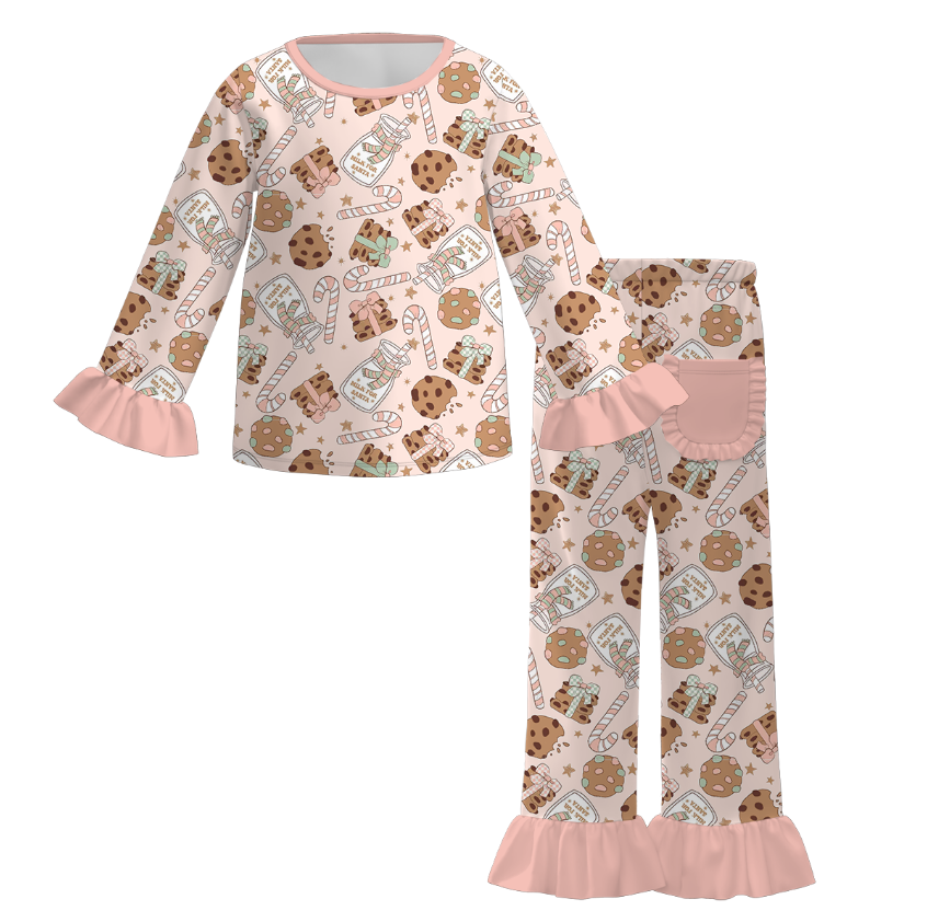 (Pre Order)Girls Christmas Cartoon Print Pajamas