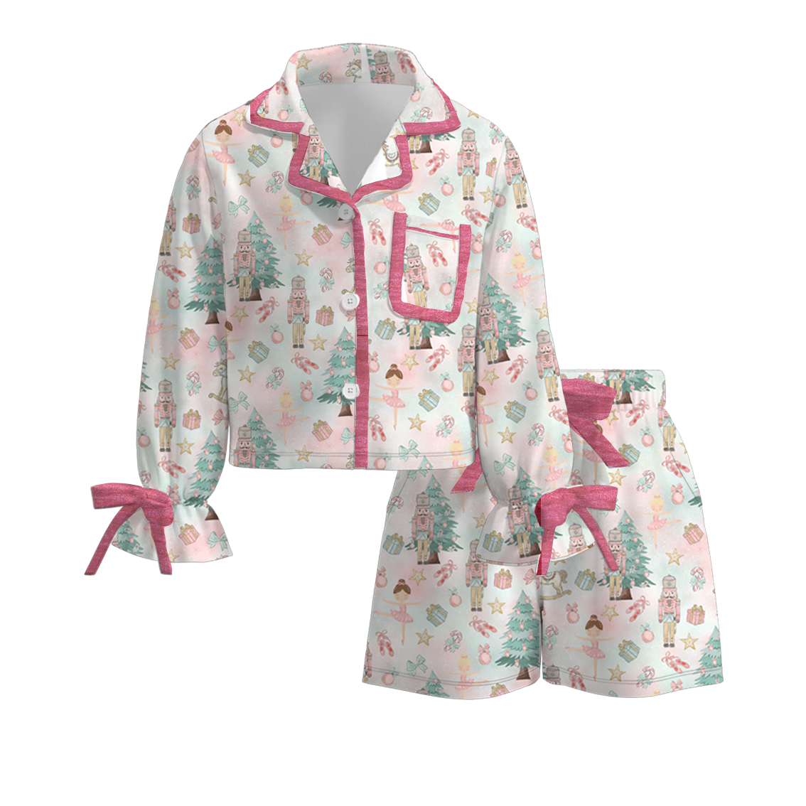 (Pre Order)Girls Christmas Print Pajamas
