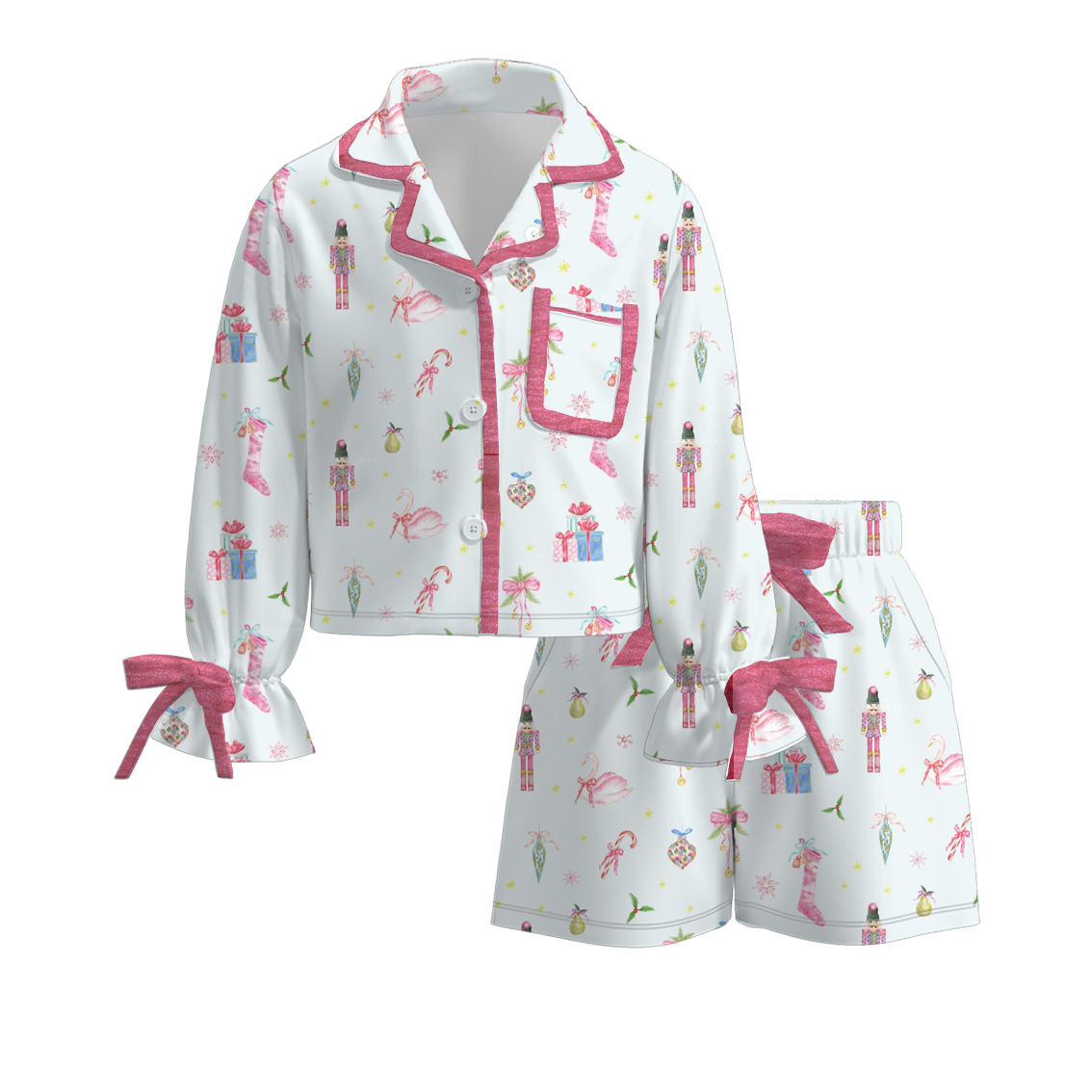 (Pre Order)Girls Christmas Print Pajamas