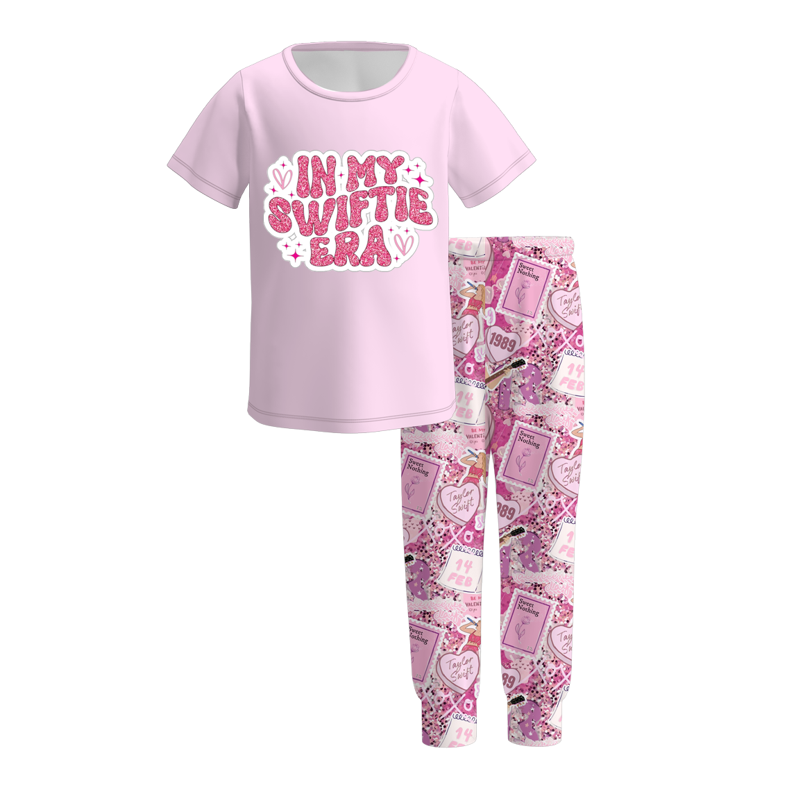 (Pre Order)Girls TS Print Milk Silk Pajamas