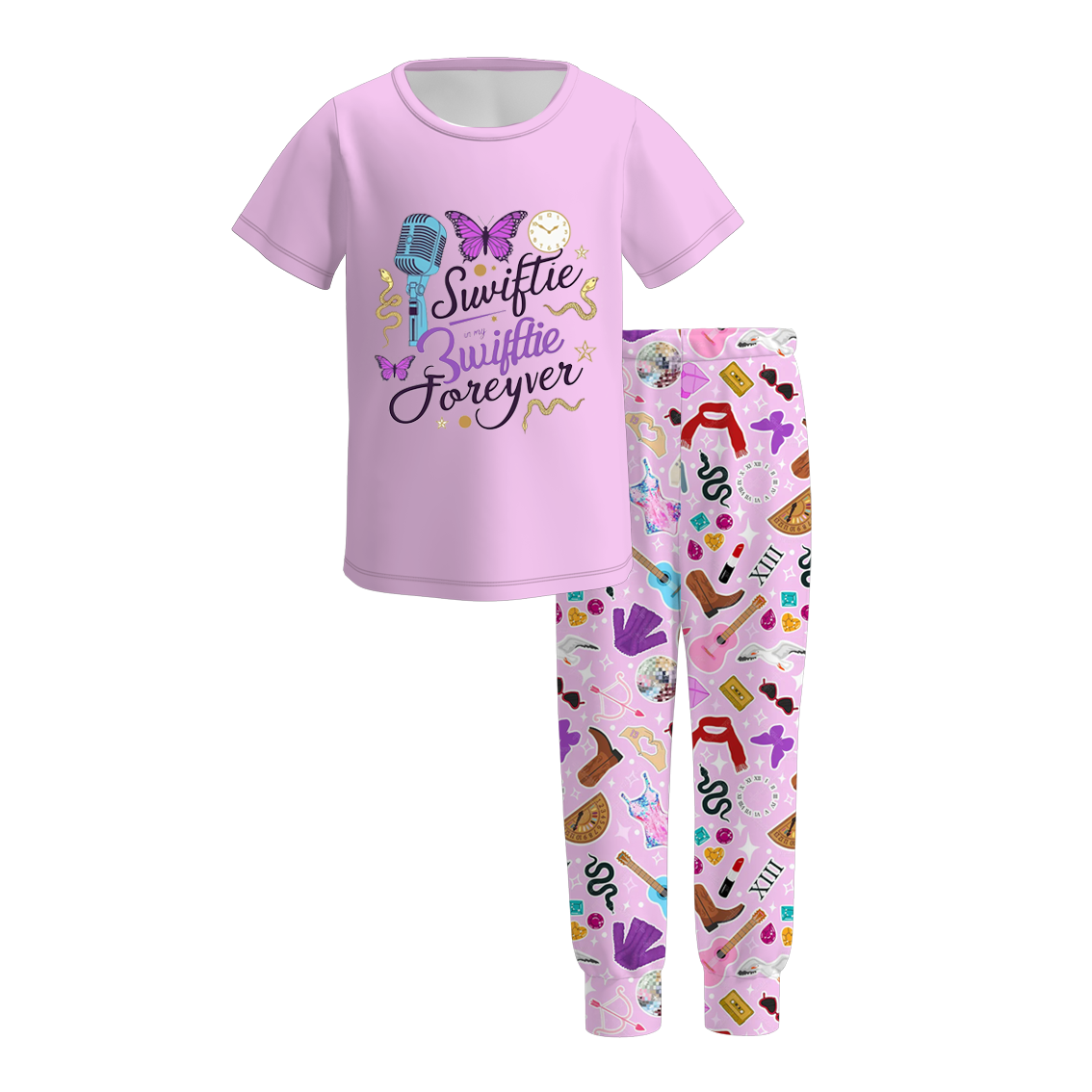 (Pre Order)Girls TS Print Milk Silk Pajamas