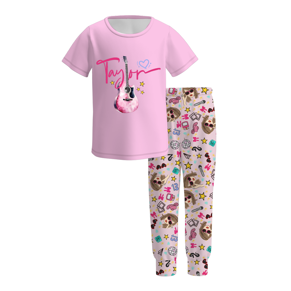 (Pre Order)Girls TS Print Milk Silk Pajamas