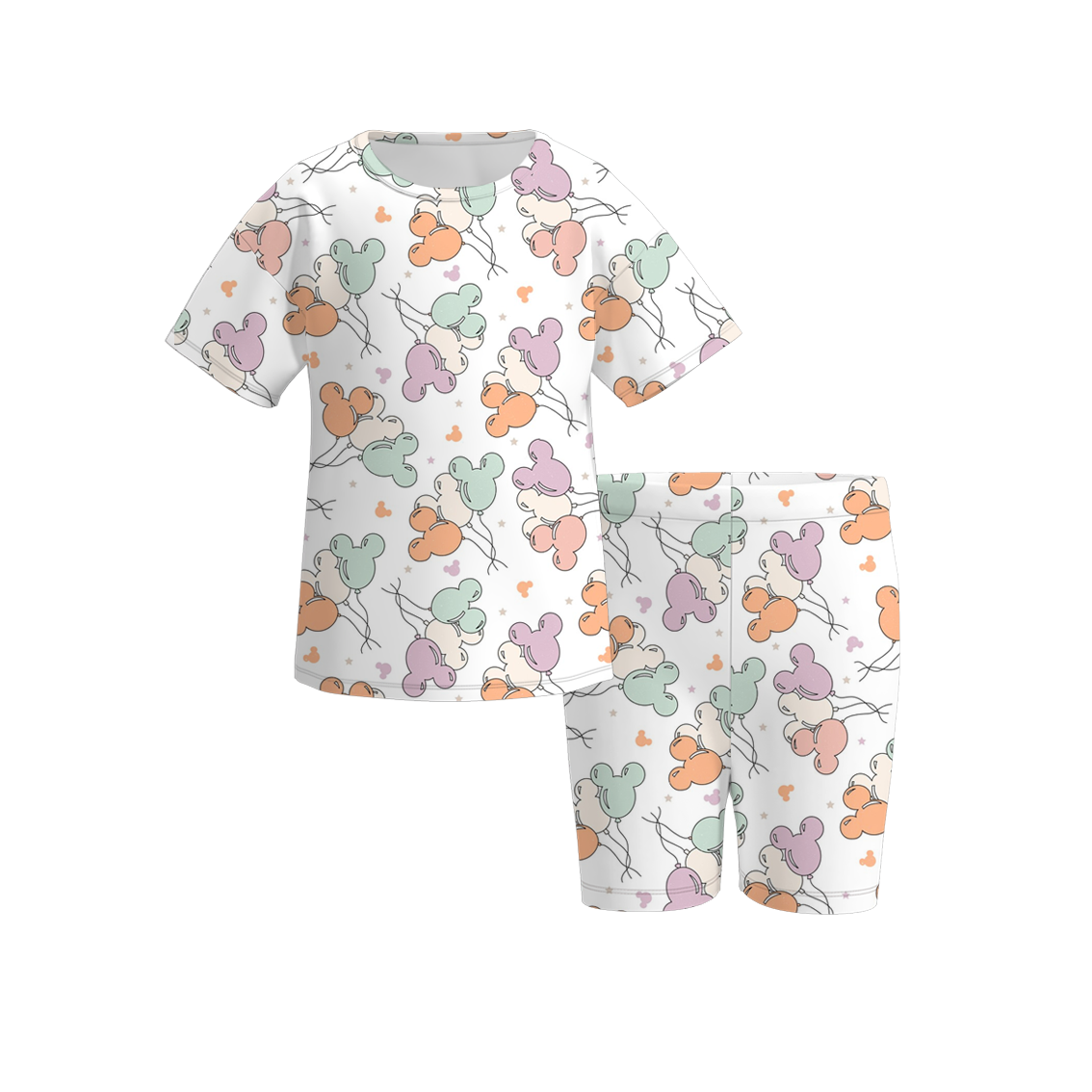 (Pre Order)Girls Cartoon Print Cycling Trouser Set