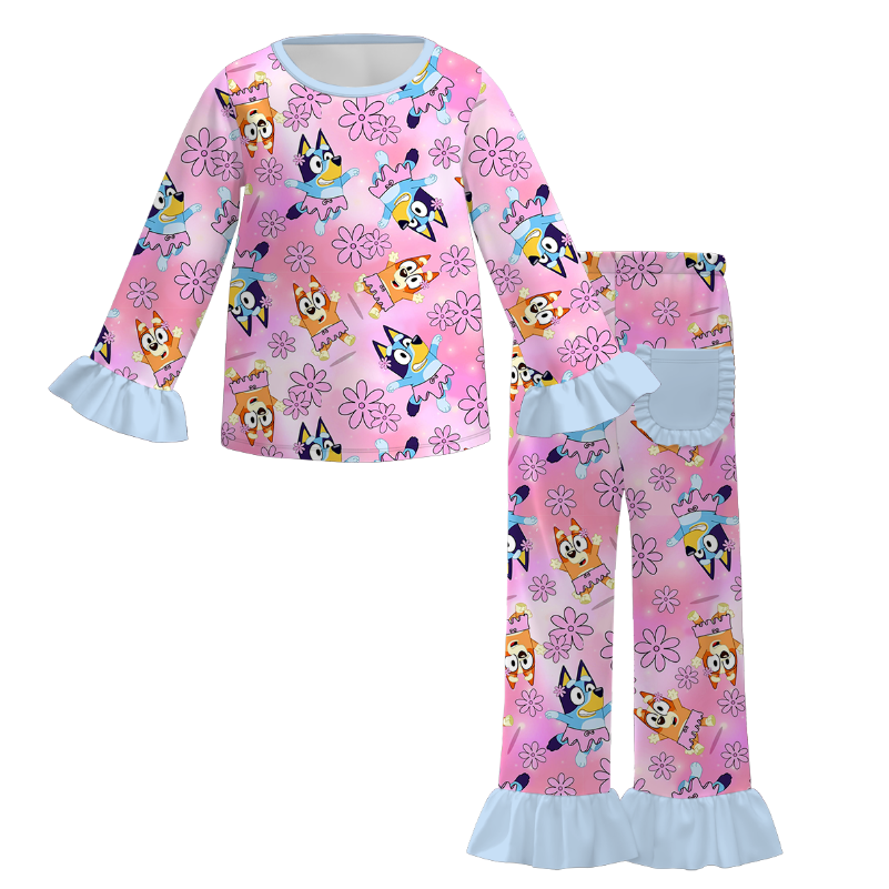 (Pre Order)Girls Valentine's Day Cartoon Print Pajamas
