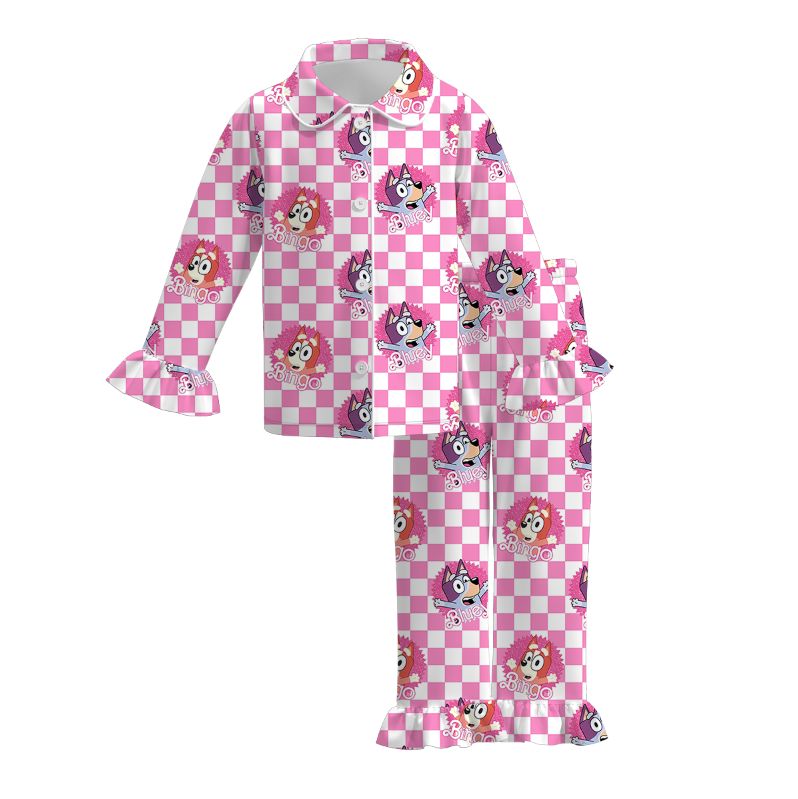 (Pre Order)Girls Valentine's Day Cartoon Print Pajamas