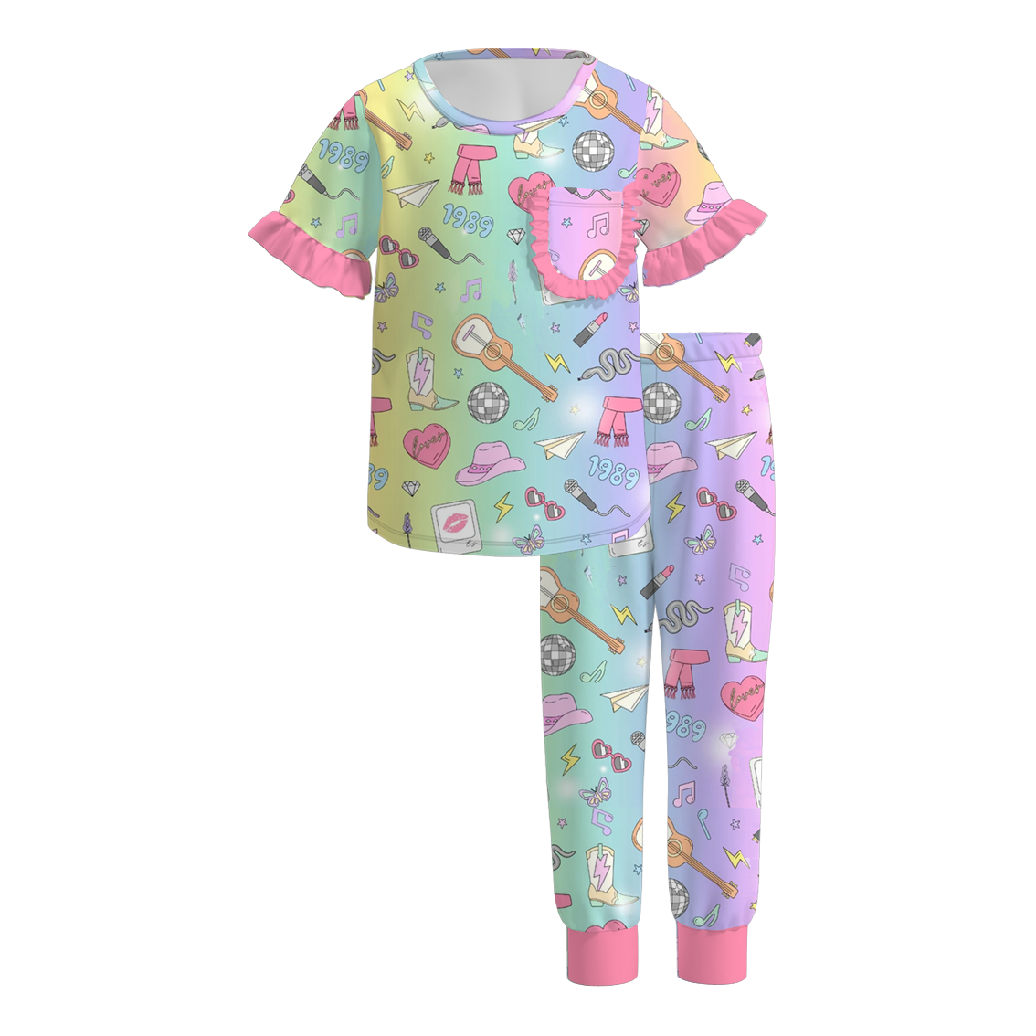 (Pre Order)Girls Spring and Summer TS Print Pajamas