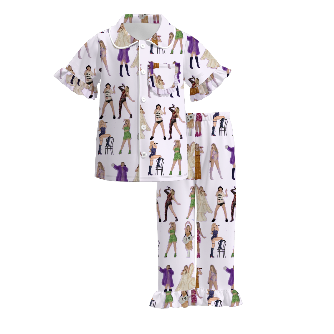 (Pre Order)Girls Spring and Summer TS Print Pajamas