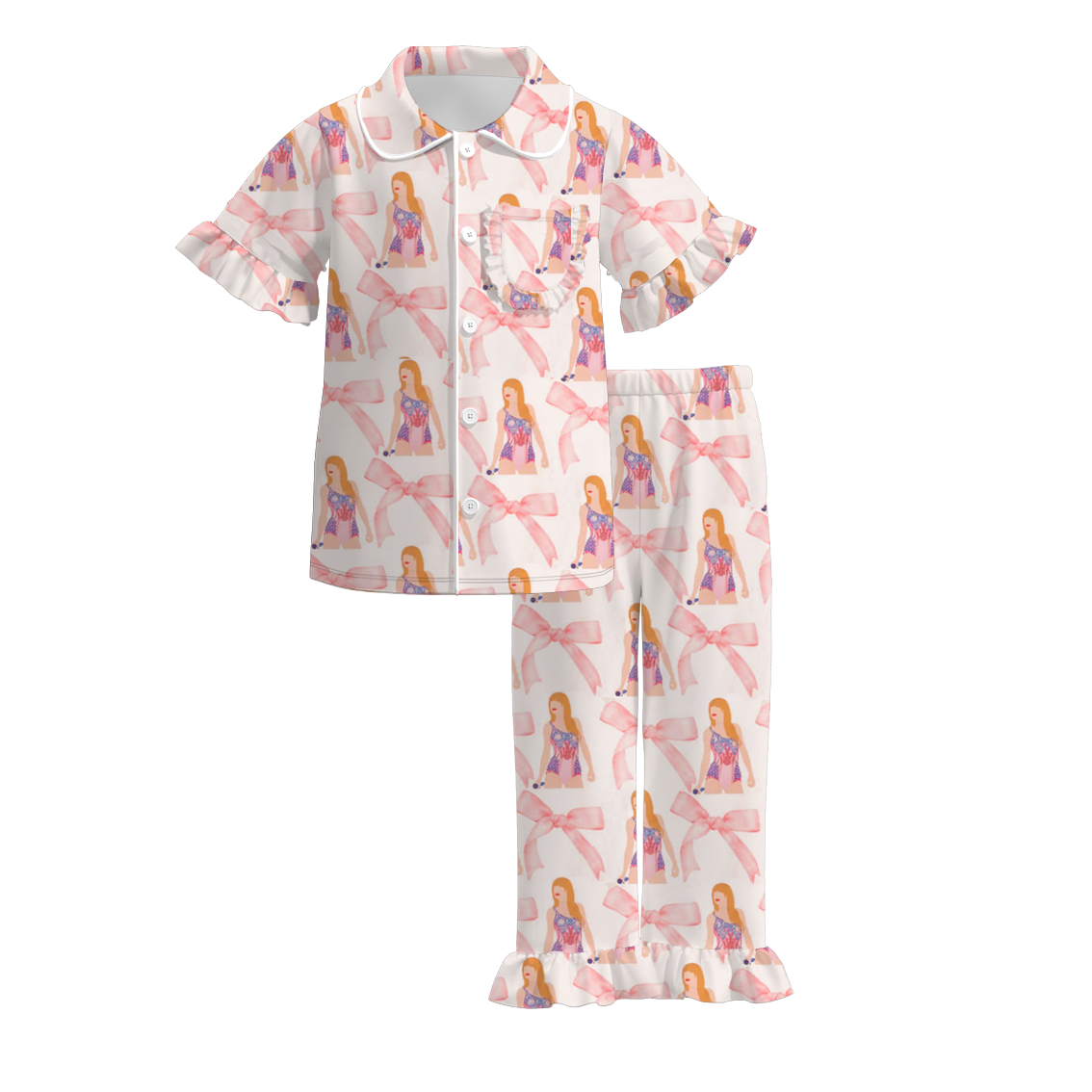 (Pre Order)Girls Spring and Summer TS Print Pajamas