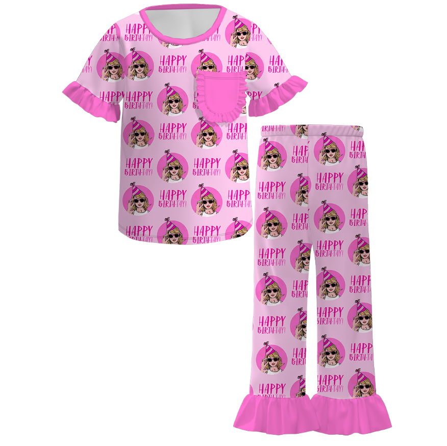 (Pre Order)Girls Spring and Summer TS Print Pajamas