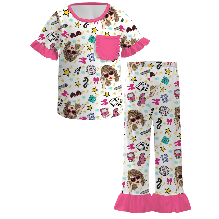 (Pre Order)Girls Spring and Summer TS Print Pajamas