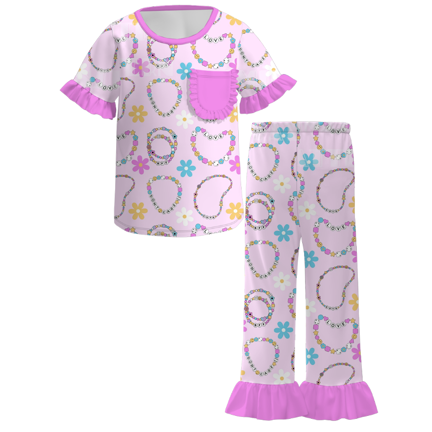 (Pre Order)Girls Spring and Summer TS Print Pajamas