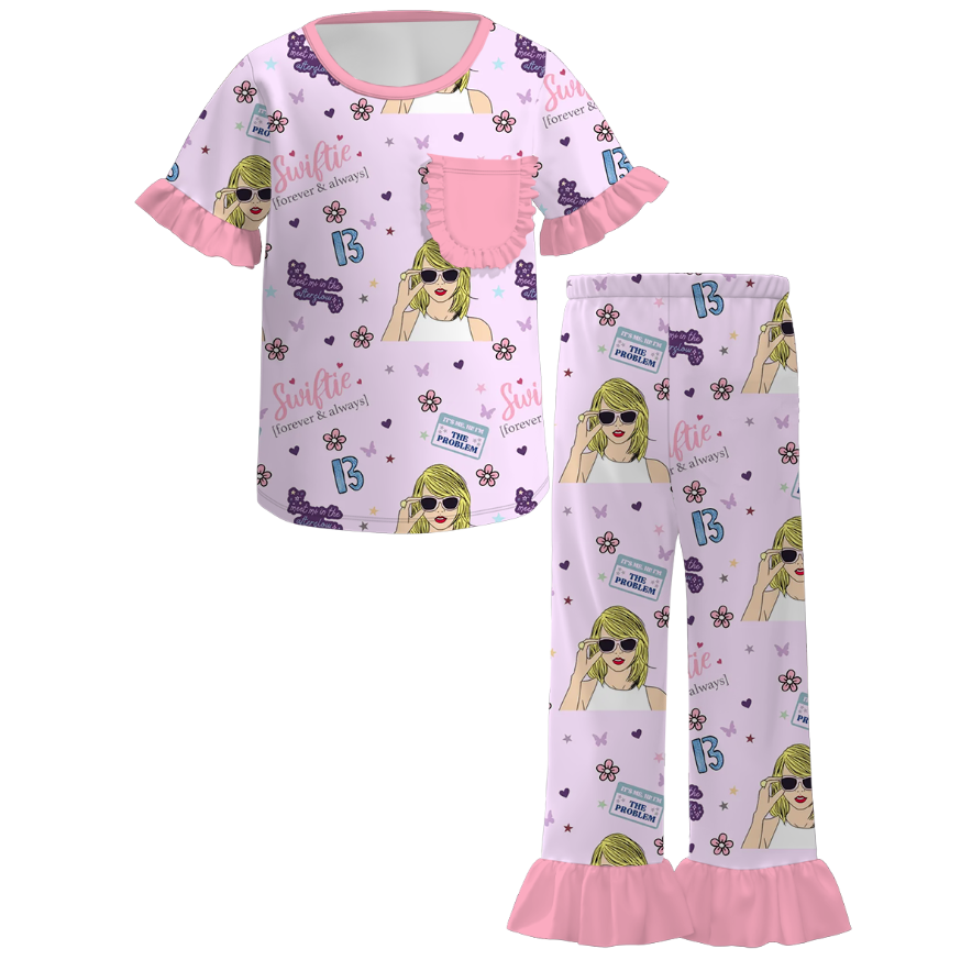 (Pre Order)Girls Spring and Summer TS Print Pajamas