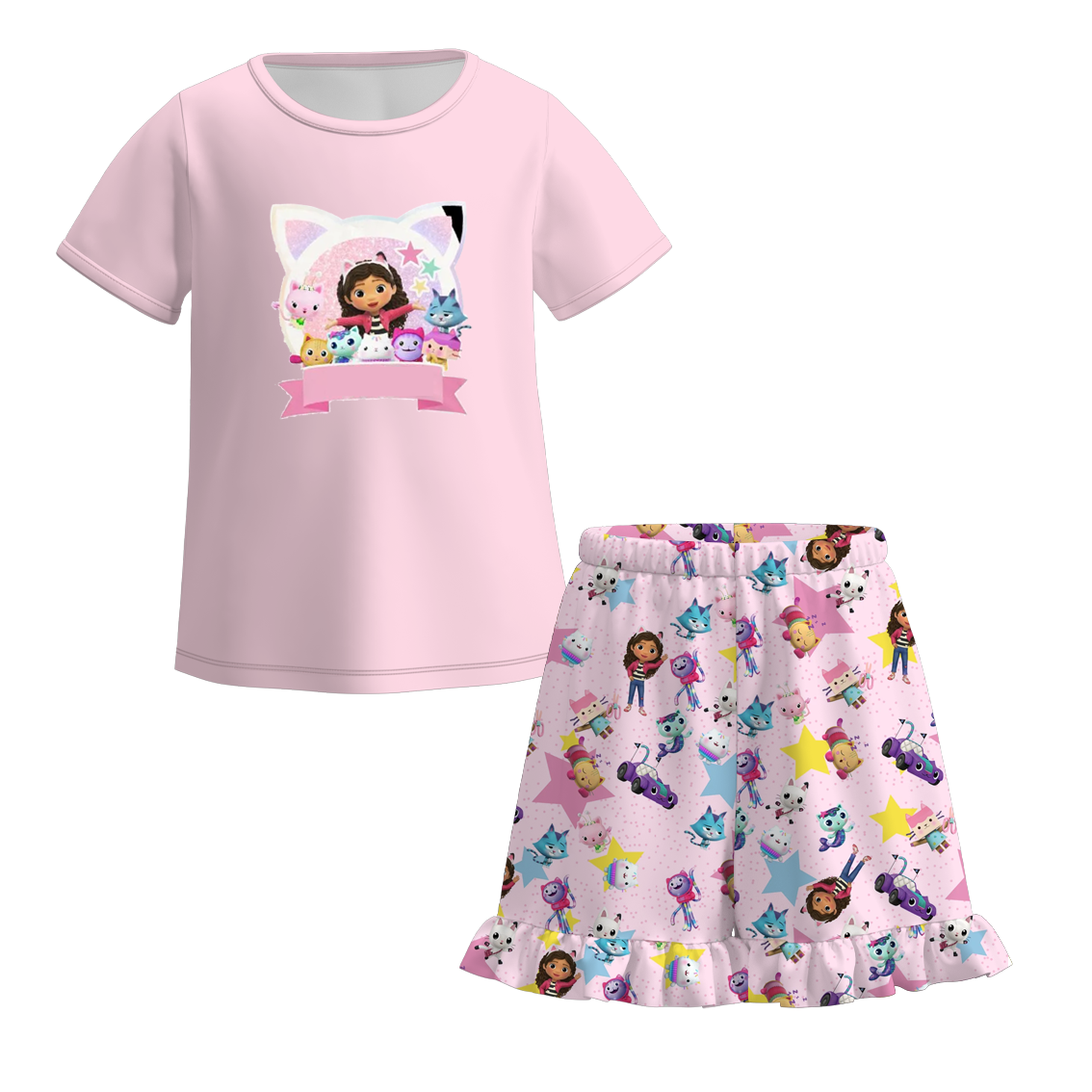 (Pre Order)Girls Spring and Summer Cartoon Character Print Pajamas
