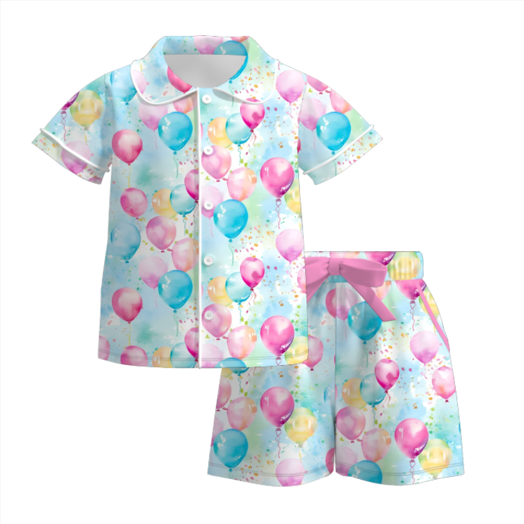 (Pre Order)Girls Spring and Summer Birthday Print Pajamas