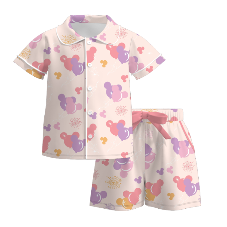 (Pre Order)Girls Spring and Summer Birthday Print Pajamas