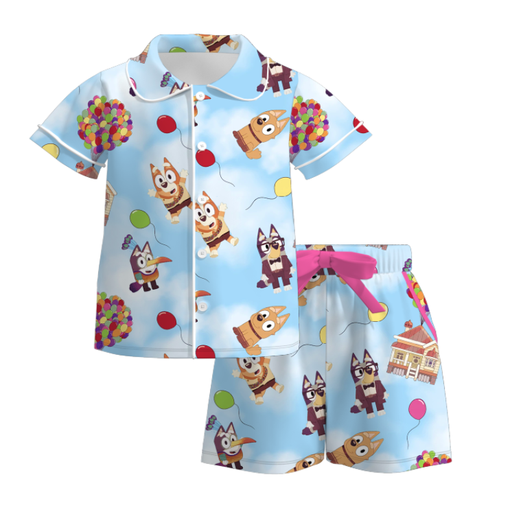 (Pre Order)Girls Spring and Summer Birthday Print Pajamas