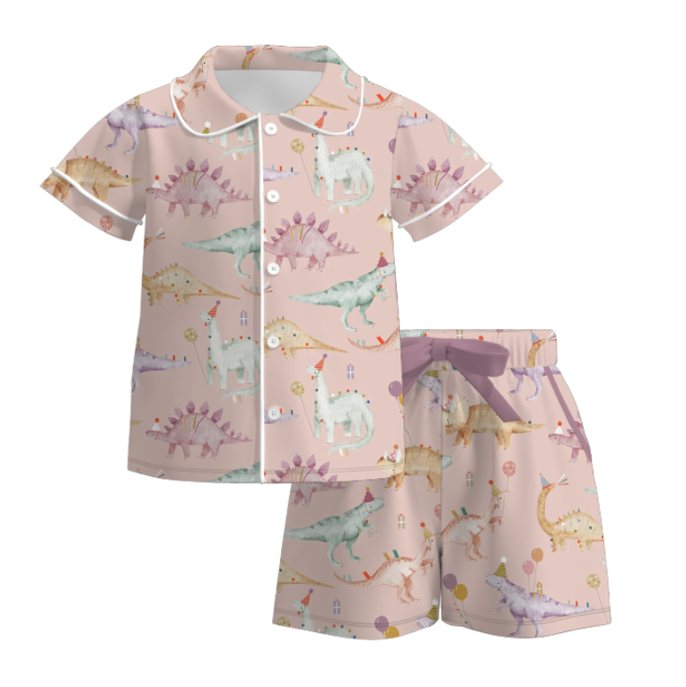 (Pre Order)Girls Spring and Summer Birthday Print Pajamas