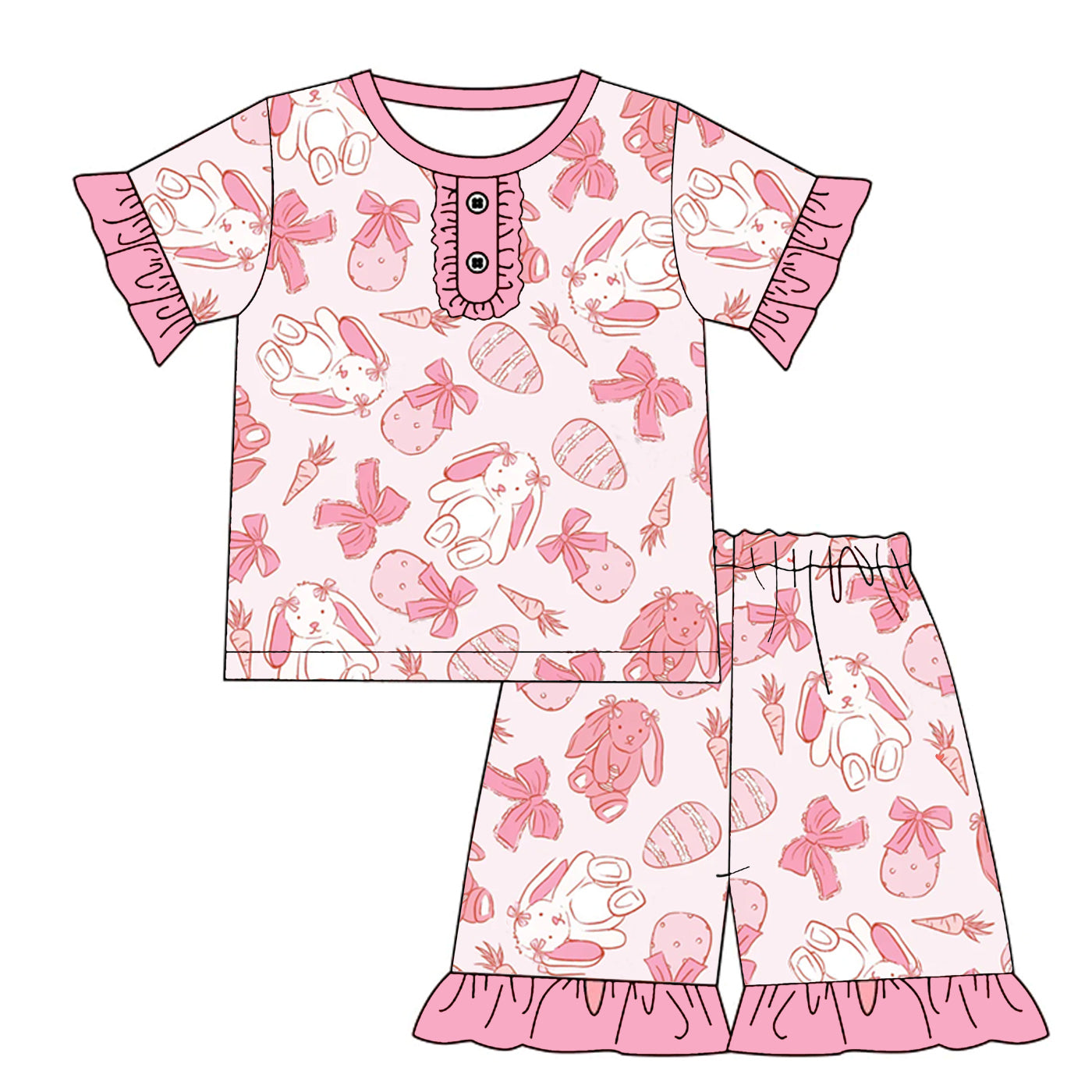 (Pre Order)Girls Easter Bunny Print Pajamas
