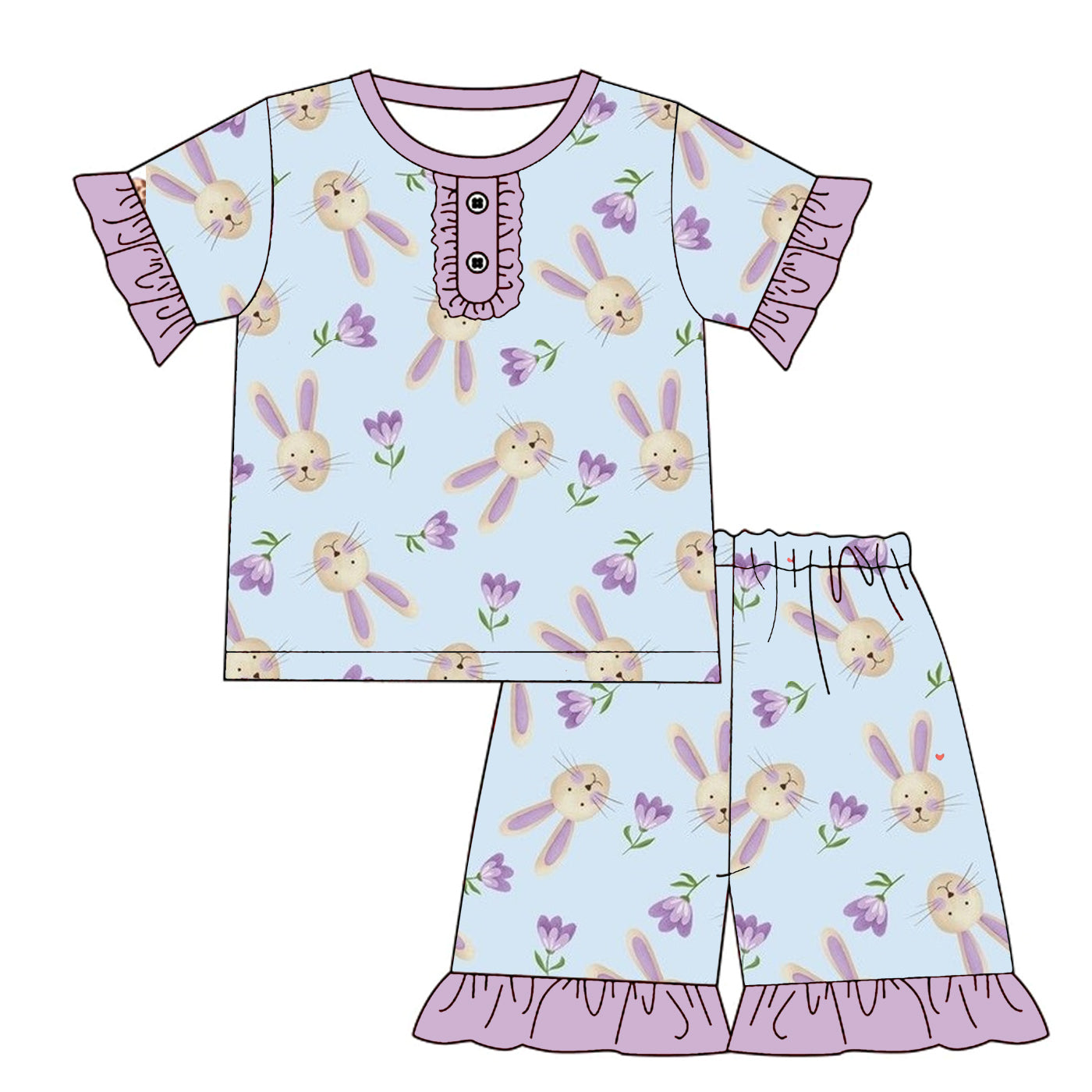 (Pre Order)Girls Easter Bunny Print Pajamas