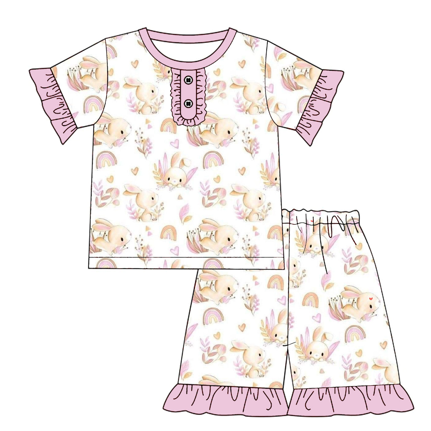 (Pre Order)Girls Easter Bunny Print Pajamas