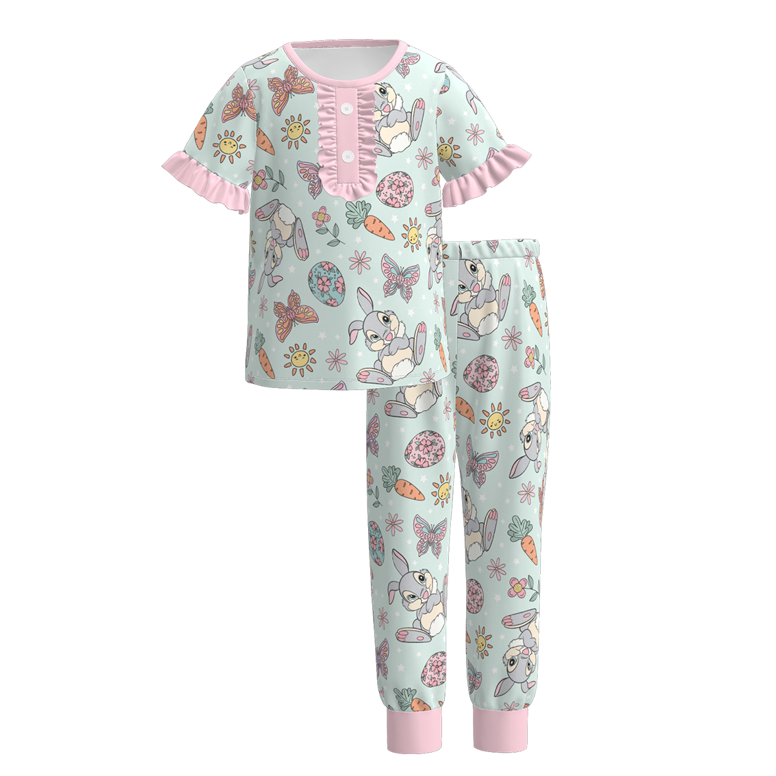 (Pre Order)Girls Easter Bunny Print Pajamas