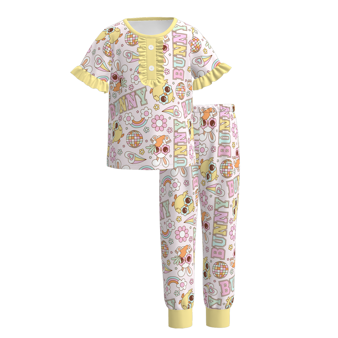 (Pre Order)Girls Easter Bunny Print Pajamas
